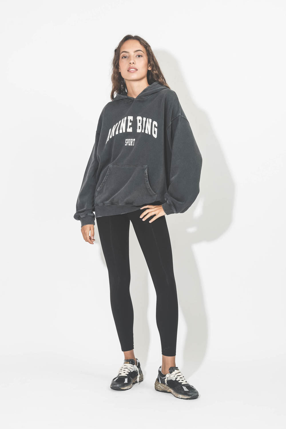 Anine Bing - Anine Bing Harvey Hoodie Dark Wash Black on Designer Wardrobe