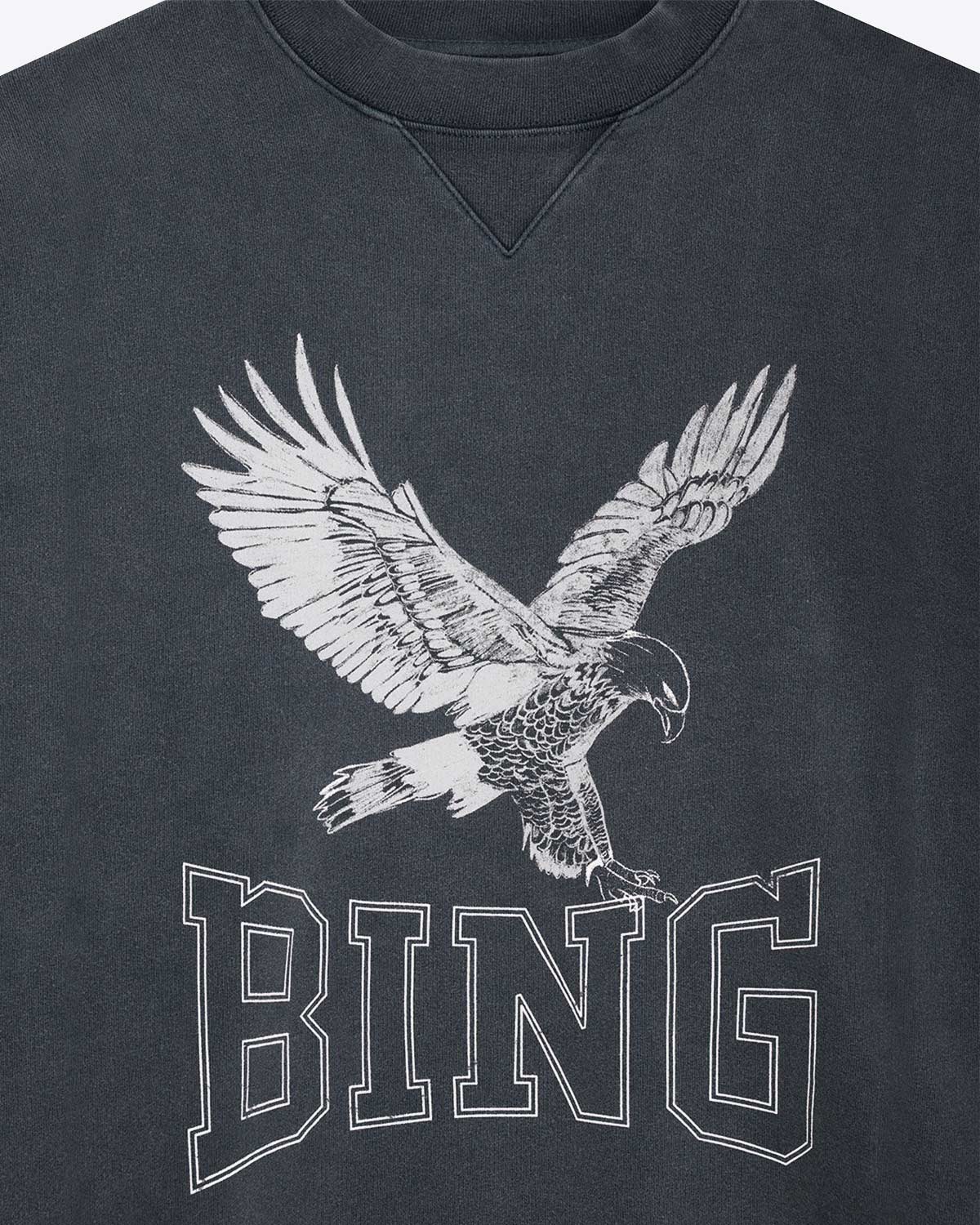 Anine Bing Sweatshirt Alto Retro Eagle Noir Délavé