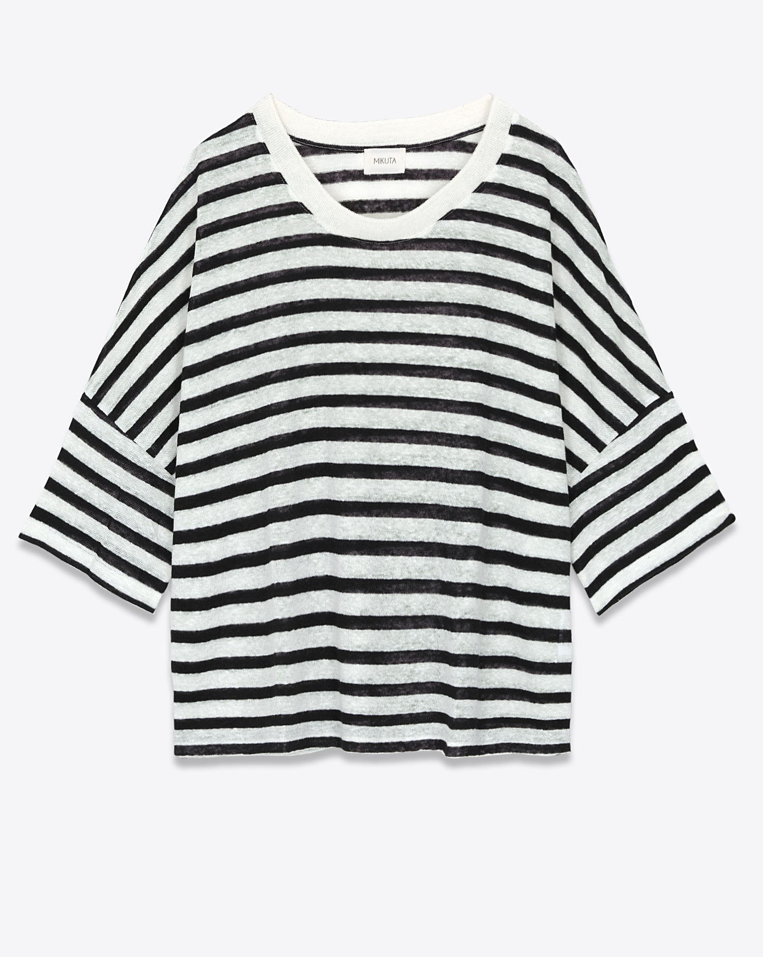 Mikuta Tee-Shirt Lin Large – Rayé Noir et Blanc