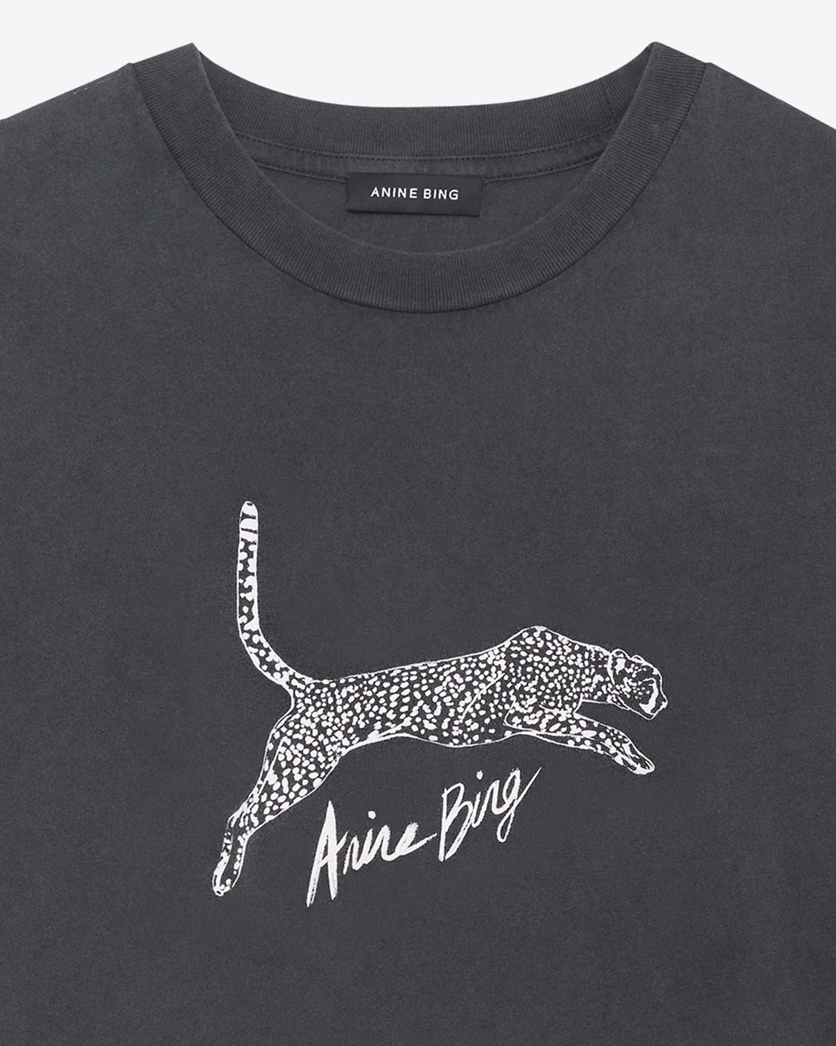 Anine Bing Tee-Shirt Walker Léopard Taché – Noir Délavé