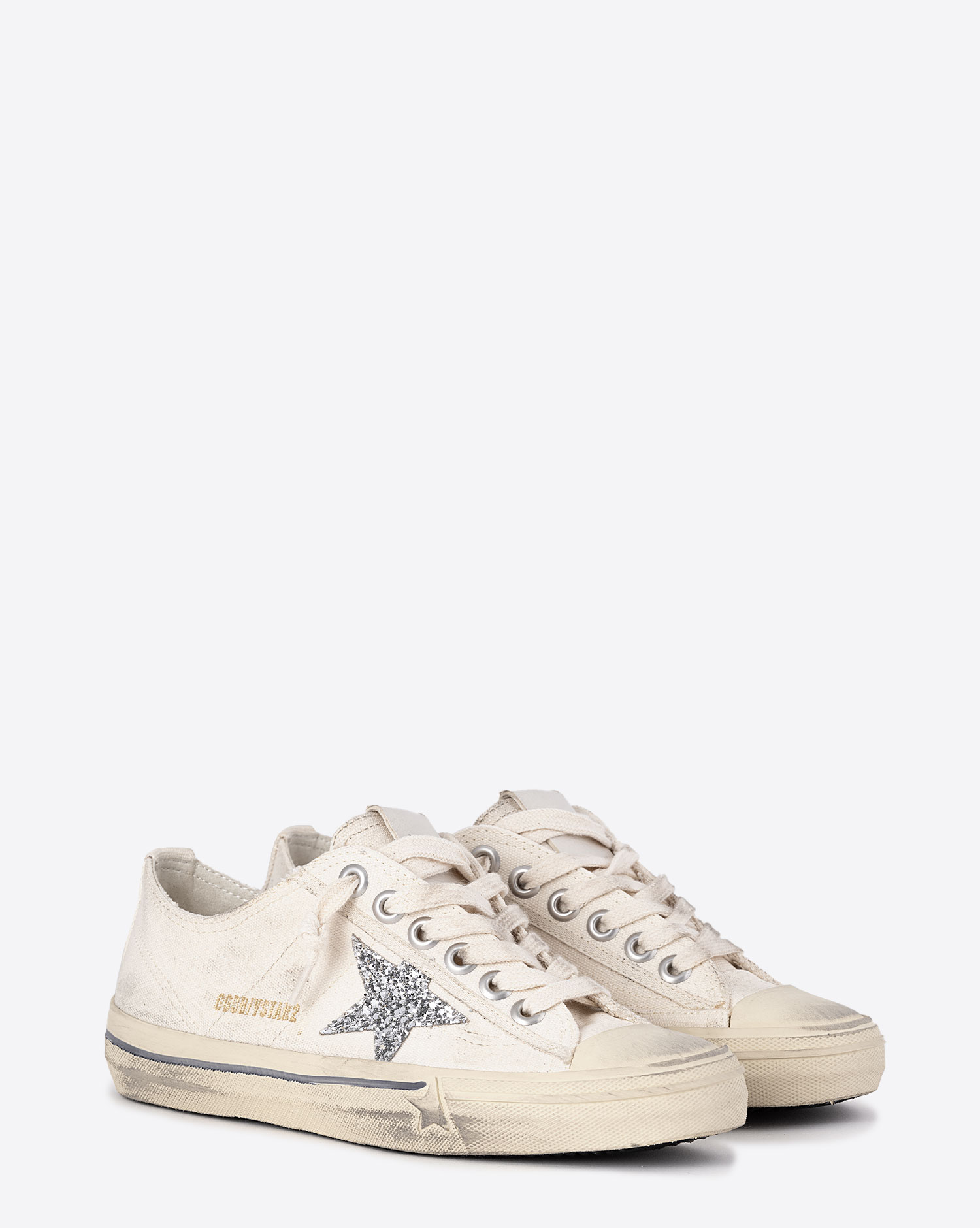 Golden Goose Femme Sneakers V-Star 2 Beige Argent 15260