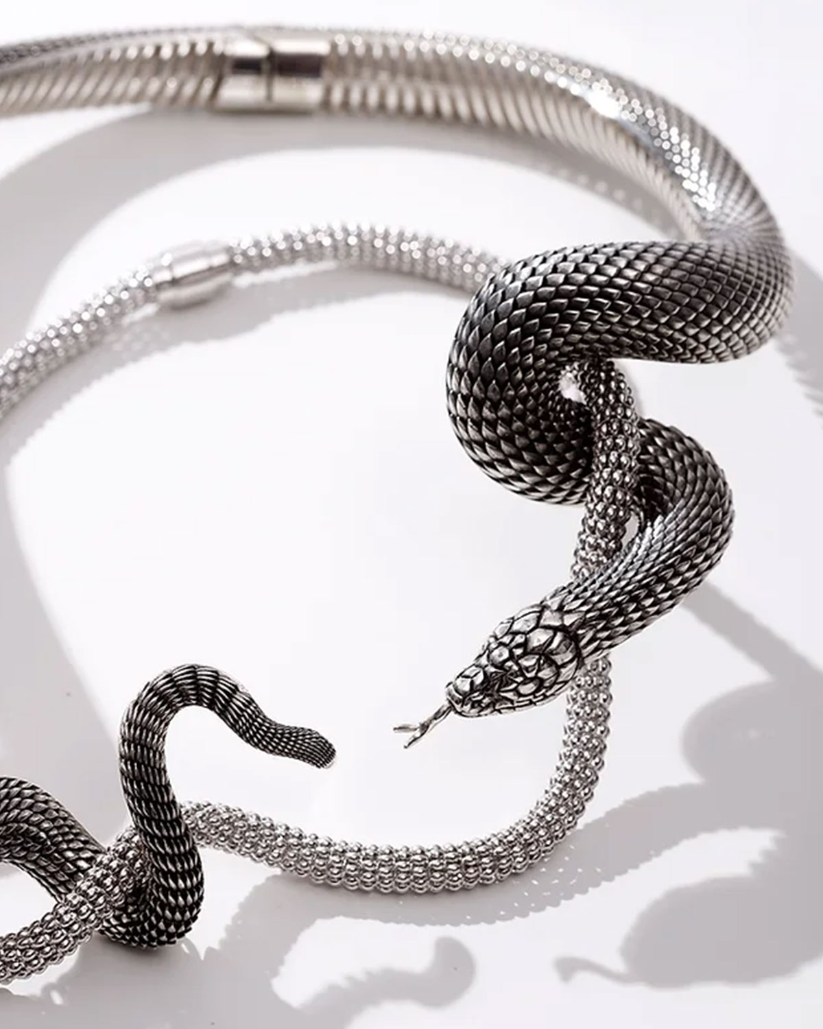 Collier Serpent Vautrait en Argent et Laiton 