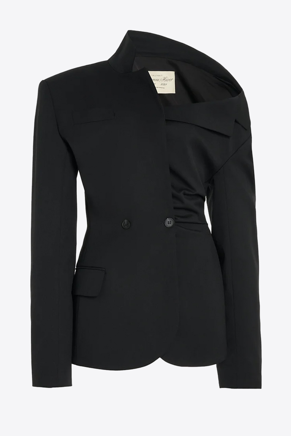 Veste Blazer manches longues Anissa Vautrait en laine noire. 