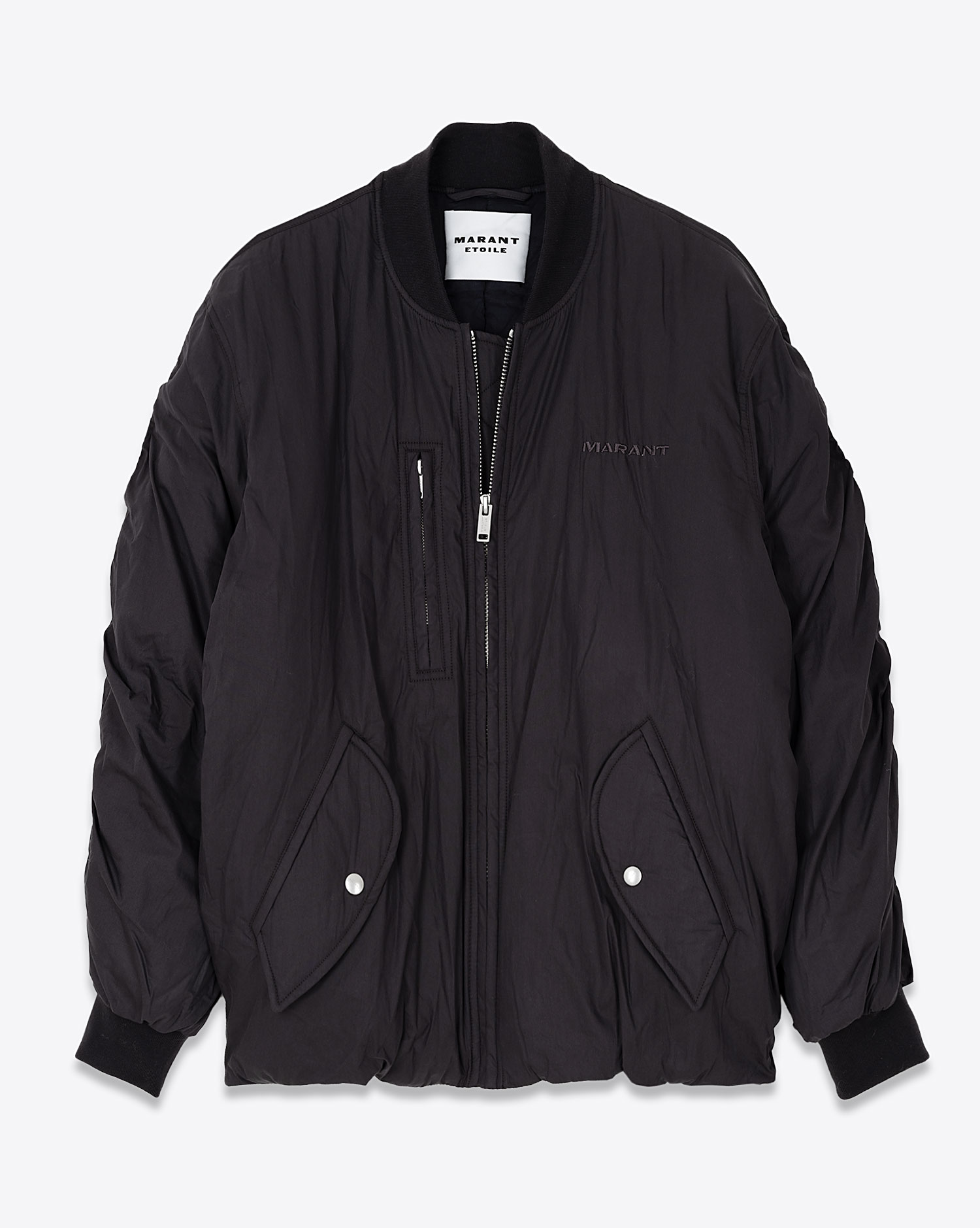 Bomber avec zips en nylon noir Coleen Isabel Marant Etoile. Face.