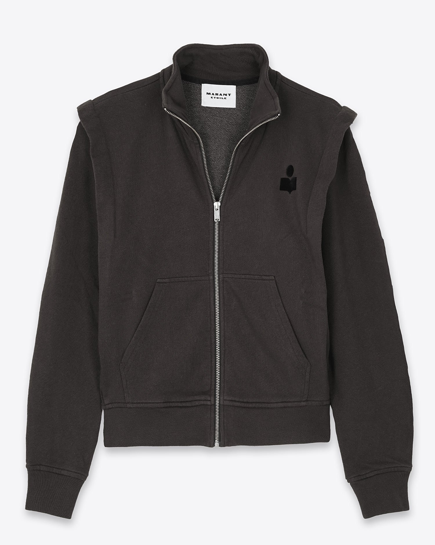 Veste Sweatshirt manches longues Madilia avec logo Isabel Marant noire. Vue face. 
